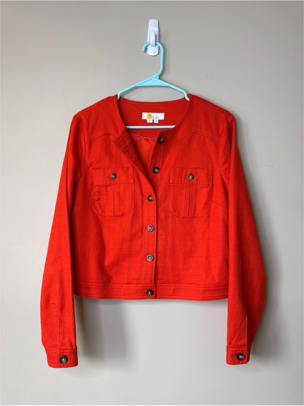 Boden Red Orange Button Front Jacket Size 8